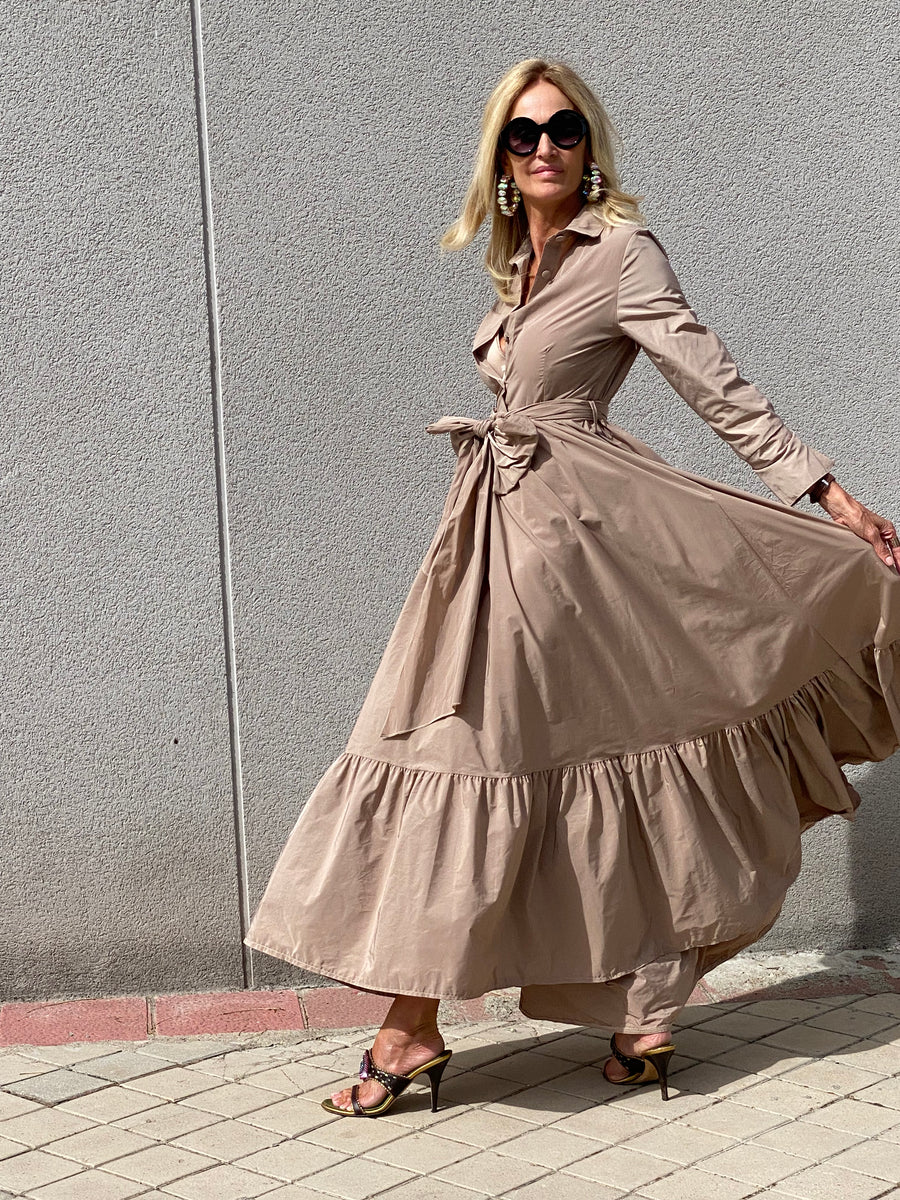 Long shirt dress LAZO in taffeta