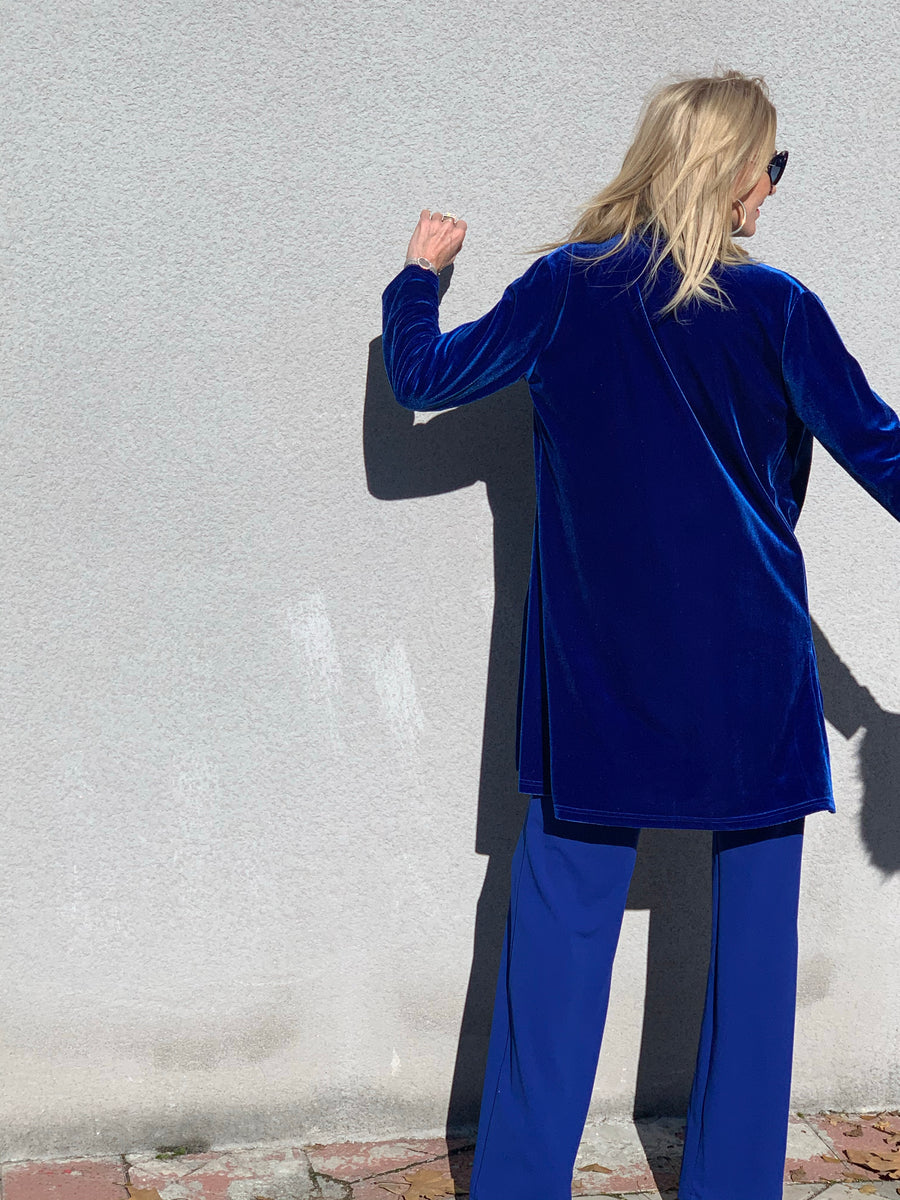 Stretch velvet frock coat