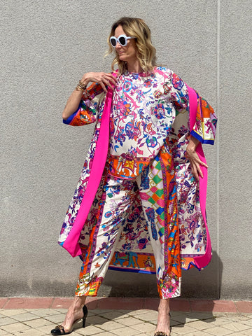Kimono NEW YORK MARSHALA  WHITE  EDICIÓN LIMITADA The Thannac Silk Collection