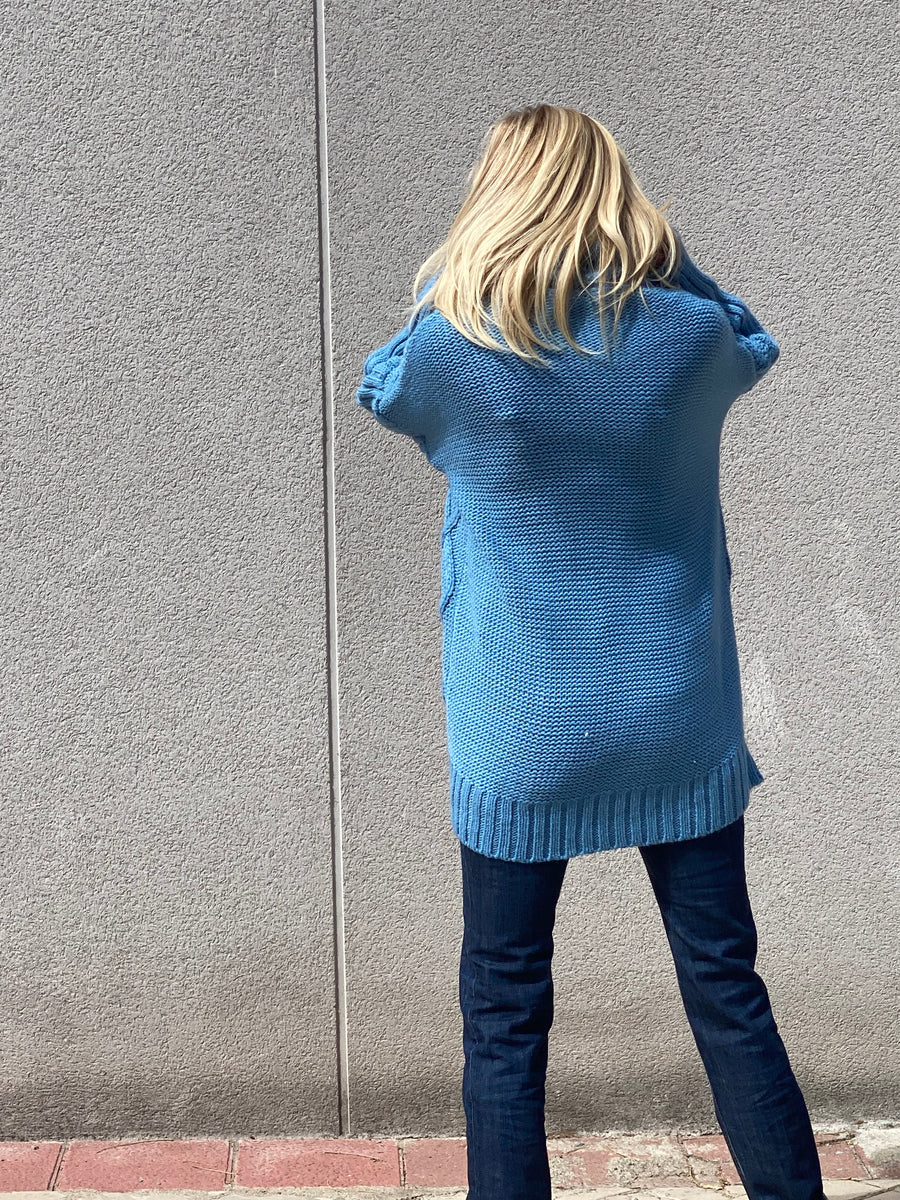 Blue soft chunky knit jacket