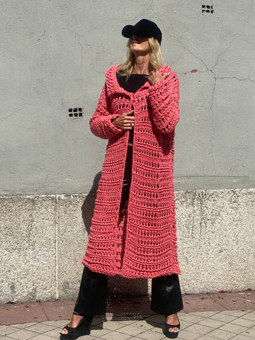 DOLLY long jacket in open stitch MAXI CARDIGAN