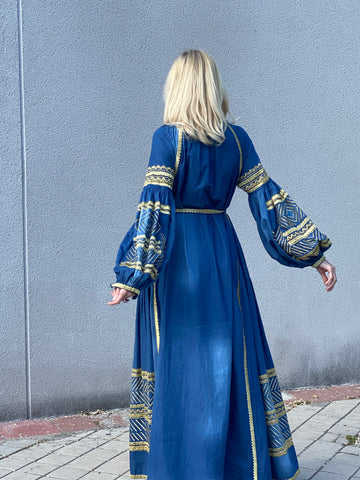 LIMITED EDITION EMBROIDERED LONG DENIM DRESS