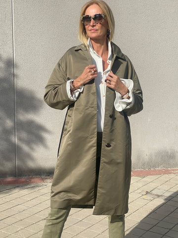Adjustable double fabric trench coat