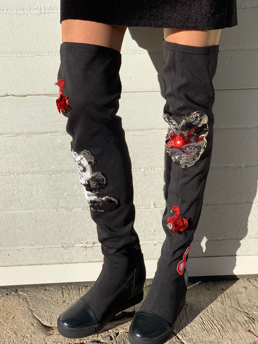 Stretch neoprene otk boots