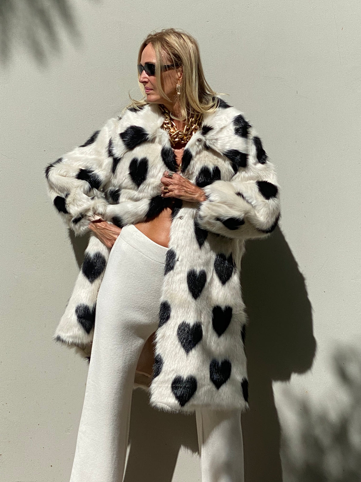Faux fur coat with hearts, LIMITED EDITION
