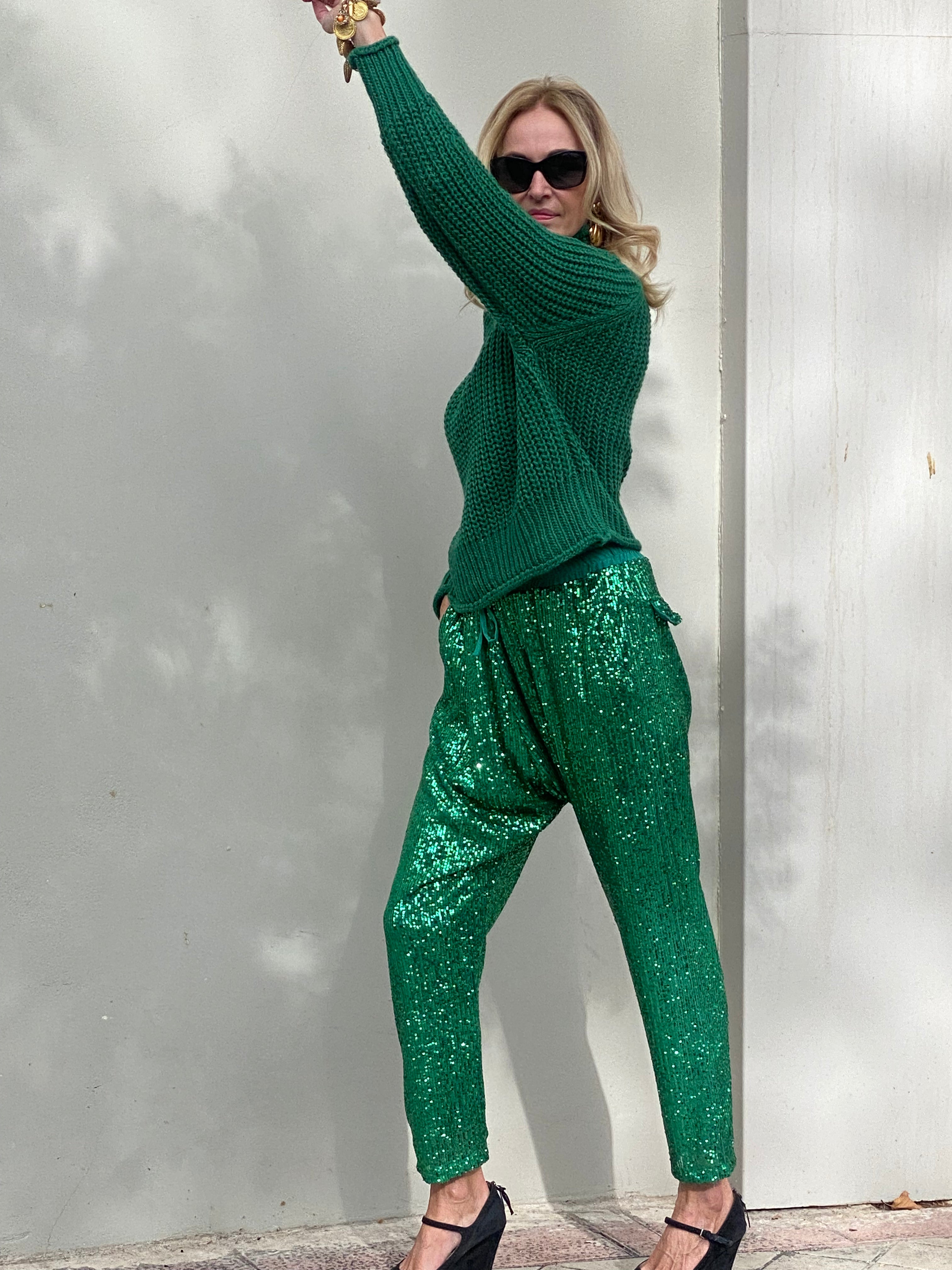Colored sequin pants