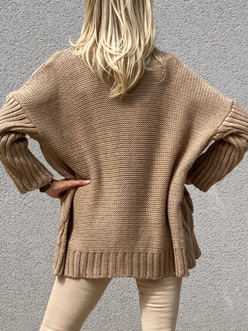 Camel soft chunky knit jacket