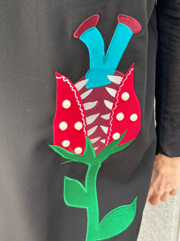 Jewel strap dress with embroidery