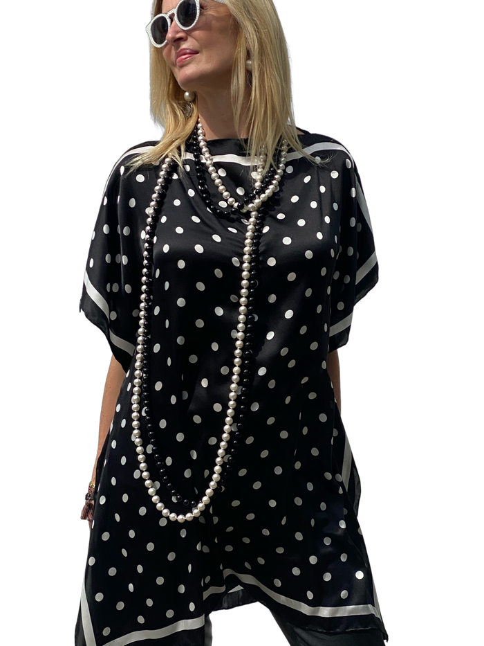 Kaftán BELLA DOTS NEGRO EDICIÓN LIMITADA The Thannac Silk Collection