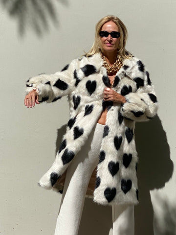 Faux fur coat with hearts, LIMITED EDITION