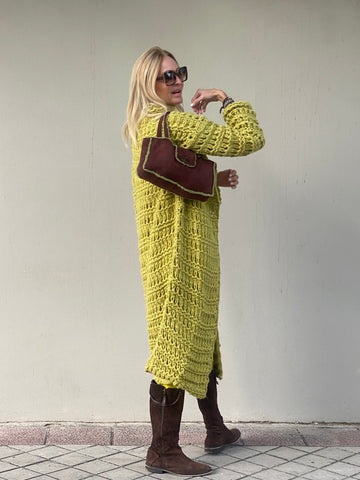 DOLLY long jacket in open stitch MAXI CARDIGAN
