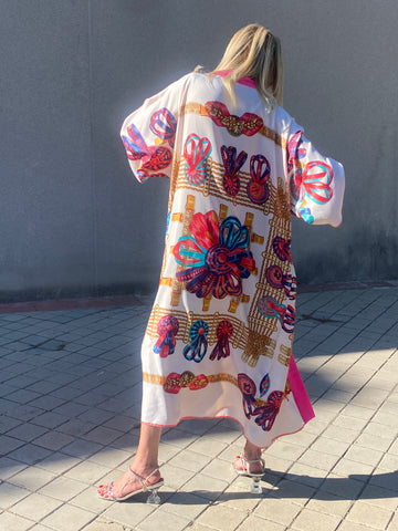 Kimono NEW YORK BOW WHITE  EDICIÓN LIMITADA The Thannac Silk Collection